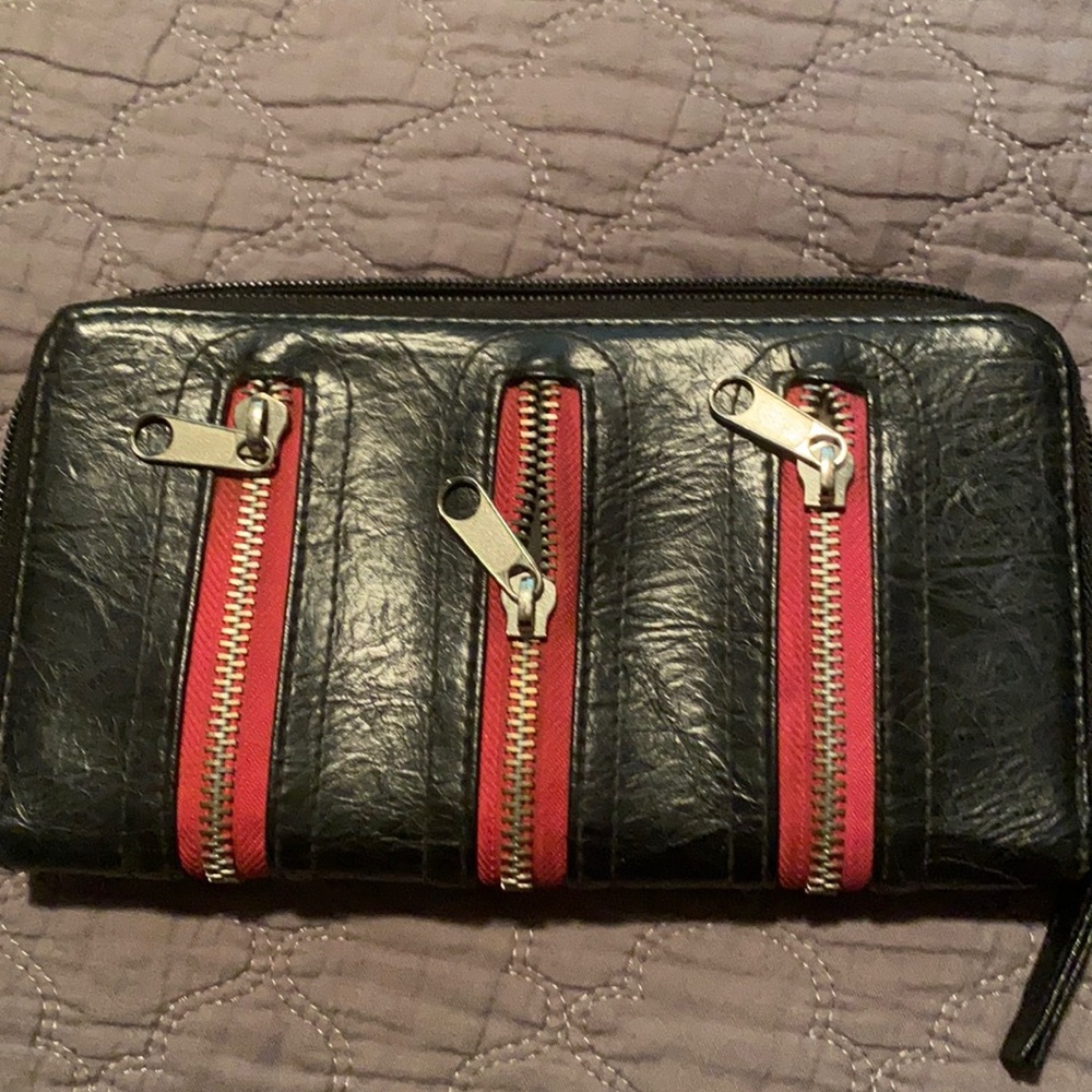 Torrid punk rock black and pink zippered wallet